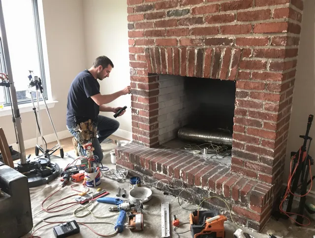 East Haven Chimney Sweep specialist finalizing chimney liner service in East Haven, CT