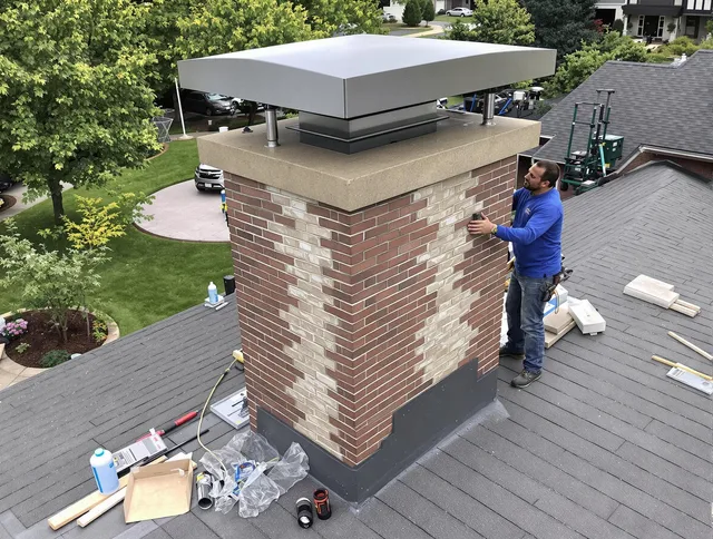 East Haven Chimney Sweep team working on a custom chimney remodel in East Haven, CT