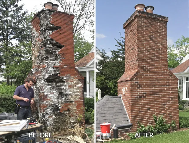 East Haven Chimney Sweep performing a full chimney restoration in East Haven, CT