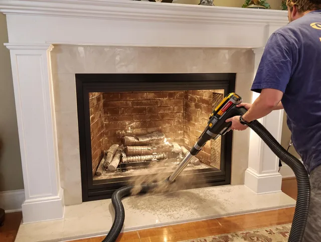 Fireplace cleaning performed by East Haven Chimney Sweep in East Haven, CT